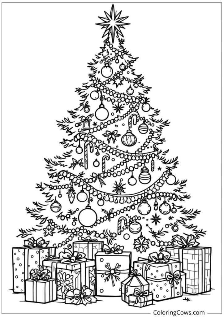 Christmas Tree with Ornaments and Presents