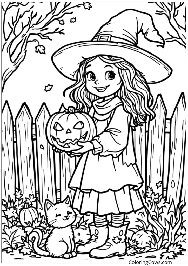 Cute Witch with Pumpkin