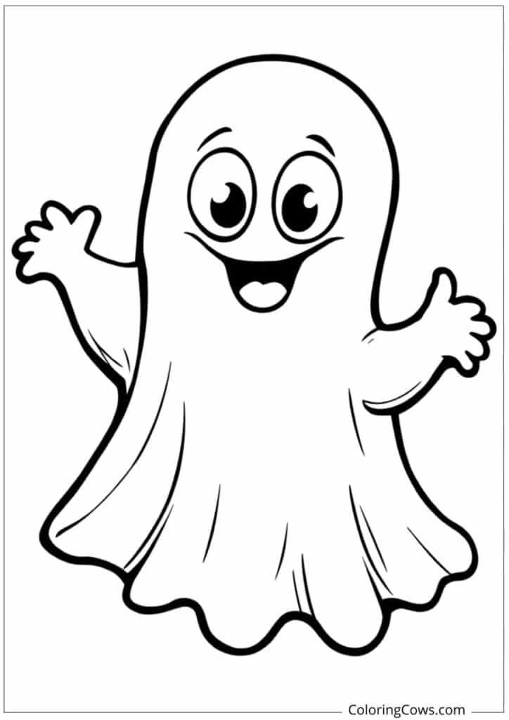 Friendly Cartoon Ghost with Happy Expression