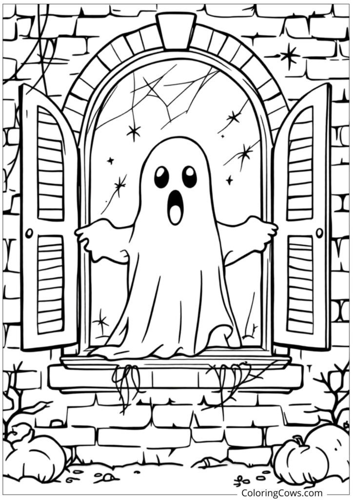 Ghost in a Haunted House Window