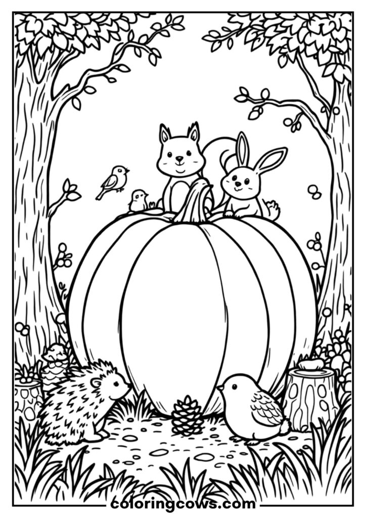 Pumpkin with Woodland Animals