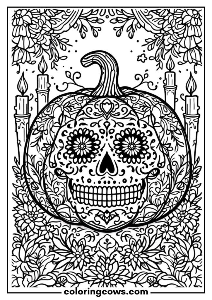 Sugar Skull Pumpkin Design