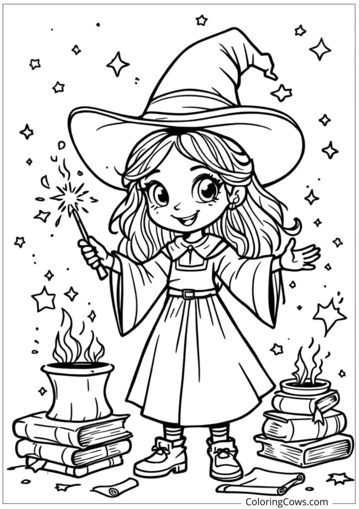 Young Witch Learning Spells